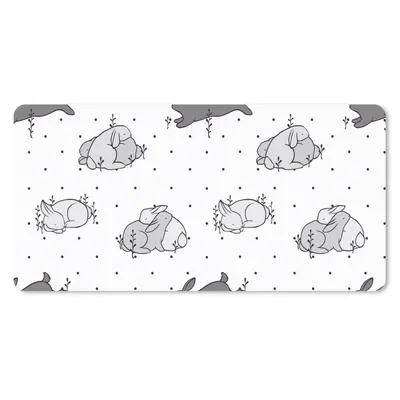 Produktbild von MuchoWow® Schreibtischunterlage Kaninchen - Tiere - Schlaf - Kinder - Verhaltensmuster 80x40 cm - XXL Mauspad - Gaming Mauspad