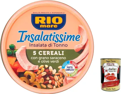 Produktbild von 6x Rio mare Insalatissime tonno e e 5 cereali Salad Thunfisch mit 5 Getreide 220g + Italian gourmet polpa 400g