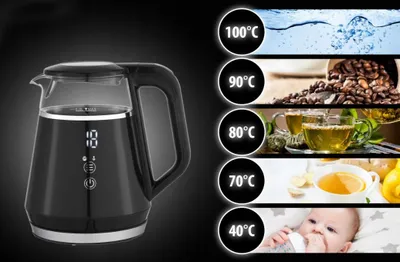Produktbild von Elektrischer Wasserkessel 1,0 L Temperaturregelung Touchpanel 1100 W Kamille