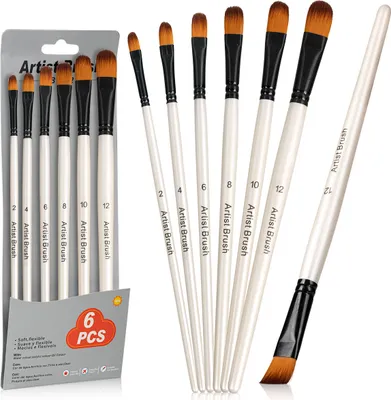 Produktbild von RAGI Pinselset Pinsel für Acrylfarben 6 Stück Malerpinsel für Schule und Kinder Acryl Nylon Pinsel Set Kunstpinsel Aquarell Öl Gouache