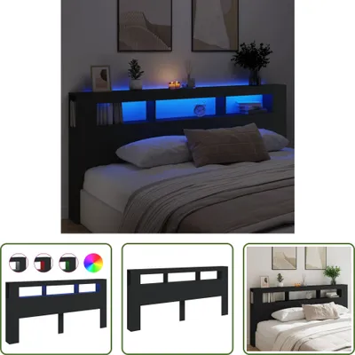 Produktbild von The Living Store LED-Kopfteil Schwarz 220x18,5x103,5 cm Holzwerkstoff