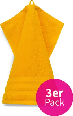 Produktbild von grace grand spa Waschlappen Aktion mit attraktiver Streifen-Bordüre Sonnengelb One Size
