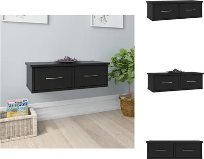 Produktbild von vidaXL Wand-Schubladenregal Schwarz 60x26x18,5 cm Holzwerkstoff -  Wandregale