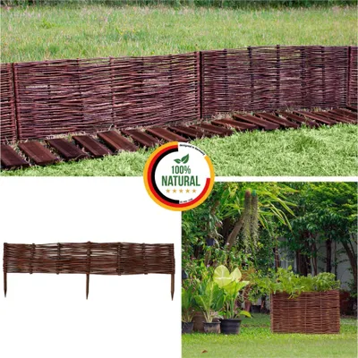 Produktbild von Floranica 1 Stück Beeteinfassung Weide 10 cm x 100 cm Handgemachte Rasenkante  Beetbegrenzung - Beetzaun