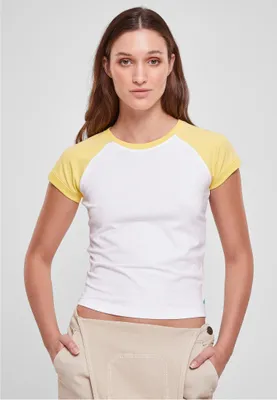 Immagine prodotto di Urban Classics Ladies Organic Stretch Short Retro Baseball Tee bianco/vintagesun - 4XL