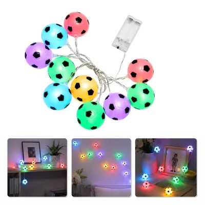 Produktbild von Fußball Lichterkette 3m LED, Fußball Deko für Kinderzimmer & Schlafzimmer, dekorative Fußballparty Beleuchtung für Geburtstag und Zuhause