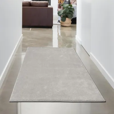 Image de Tapis Argent moderne uni élégant intemporel taille - 80 x 150 cm