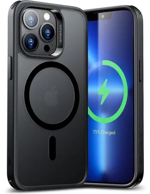Immagine prodotto di Custodia per iPhone 13 Pro Max, compatibile con MagSafe, ibrida, con protezione contro le cadute, resistente ai graffi, colore nero opaco