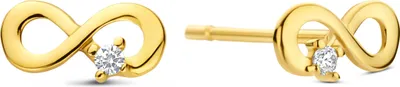 Produktbild von Neu Bling - 9NBG-0816 - Ohrstecker aus Gold mit Unendlichkeitszeichen - 14 Karat Gold - Zirkonia - 5,08 x 2,38 mm