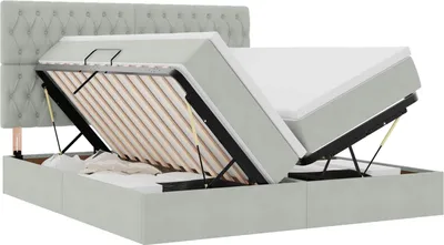 Obrázok produktu pre Úložná posteľ s matracmi Svetlosivá 200 x 200 cm Zamat