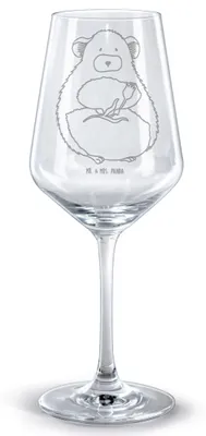 Produktbild von Mr. & Mrs. Panda glas für rotwein Chinchilla Blume - Transparent - Geschenk, Chinchillas, Rotweinglas mit Gravur, Chaos, Lustige Sprüche, Weinglas, Büro, Glücklichsein