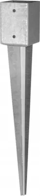 A single metal ground spike for wooden posts.