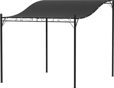 Produktbild von 2,5 x 3 m Pergola, Wandmontierter Garten-Pavillon, wasserbeständig, Metallrahmen, Ablauflöcher, Schattendach, Dunkelgrau