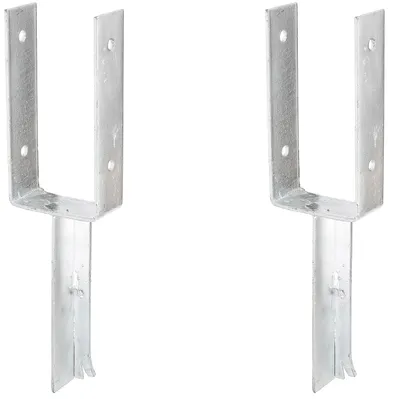 Produktbild von Alberts 2 x U-Pfostenträger mit Betonanker aus T-Eisen, 101x200 mm, feuerverzinkt, zum Einbetonieren, Betonanker 200 mm