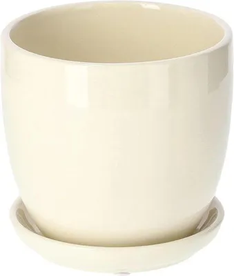 Image de Pot de fleurs en céramique avec un trou - 13 cm - Beige - Céramique