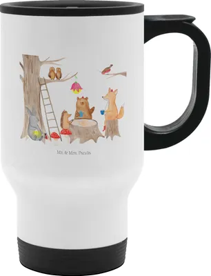 Produktbild von Mr. & Mrs. Panda Kaffeebecher To Go Waldtiere Picknick - Weiß - Geschenk, Reisebecher, Wald, Teebecher, Tiere, Hase, thermosbecher, Eichhörnchen, Thermobecher, Fuchs