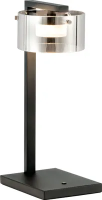 Produktbild von EGLO LED Tischlampe Copillos, Nachttischlampe, Tischleuchte dimmbar, Stahl in schwarz, Glas bedampft in schwarz-transparent, warmweiß