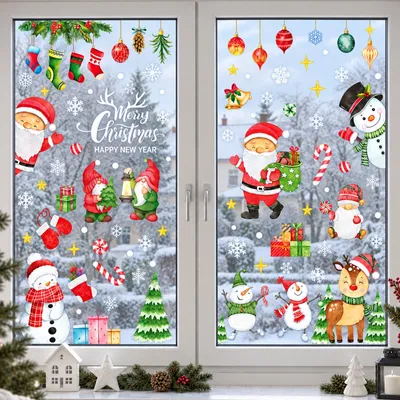 10 Fensterbilder Weihnachten – wiederverwendbare Aufkleber