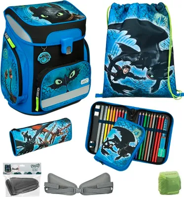 Produktbild von DRAGONS - DRACHE OHNEZAHN Schulranzen 1. Klasse Scooli EasyFit 6-teiliges Set