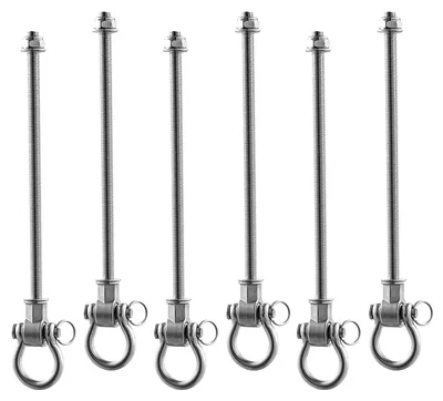 Image de SucceBuy - Lot de 6 crochets de plafond à roulement, crochets pivotants à 360° en acier inoxydable, charge maximale de 386 kg, adaptés à un montage de 190 mm, pour balançoires, fauteuils suspendus et sacs de frappe, couleur argent