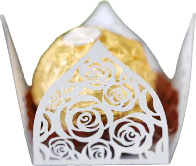 Produktbild von 50pcs Laser Cut Rosen Schokolade Süßigkeiten Gunst Boxen Für Hochzeit Party, Geschenk-Boxen Für Bridal Shower Jahrestag Geburtstag Party