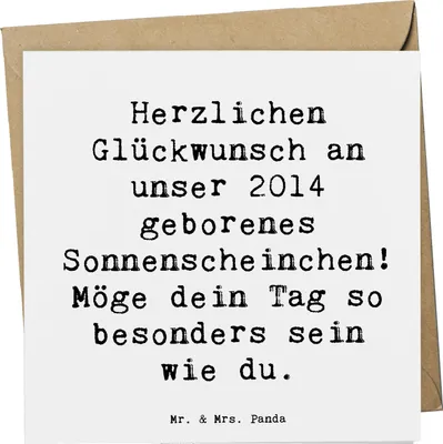 Produktbild von Mr. & Mrs. Panda Grußkarte Spruch 2014 Geburtstag Sonnenschein - Weiß - Geschenk, faltkarte, herzlichste Wünsche, Glückwunschkarte, Geburtstagsgeschenk, doppelkarte