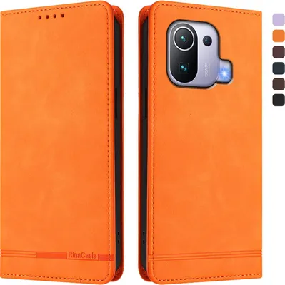 Obrázek produktu pro Pouzdro pro Xiaomi Mi 11 Pro, retroPolyuretankožené flip pouzdro s stojánkem a přihrádkami na karty Pomerančový