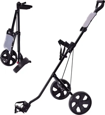 Produktbild von GOPLUS 2-Rad Trolley, Golftrolley mit Anzeigetafel, klappbarer Golfwagen mit verstellbarem Gurt und bequem Griff, Golfkart mit Fußbremse, schwarz