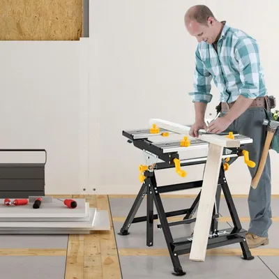 Obrázok produktu pre Skladací pracovný stôl s 8 pohyblivými svorkami a 7 úrovňami výšky, nosnosť 100 kg