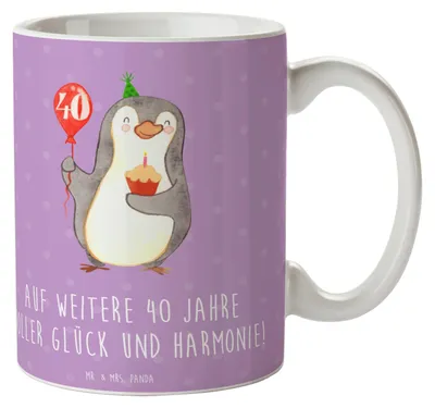 Produktbild von Mr. & Mrs. Panda Trinkbecher 40. Hochzeitstag Rubinhochzeit - Lavendeltraum - Geschenk, Pott, Ehejubiläum, Jubiläum, Geschenke, Kaffeebecher, Becher, Heiraten, Tasse, Ehe