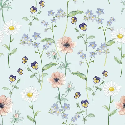 Produktbild von 20 Servietten Little Garden - Blumengarten auf mint 33x33cm