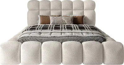 Produktbild von FEDVE Polsterbett ACRI aus Bouclé-Stoff 200x200 cm, Creme