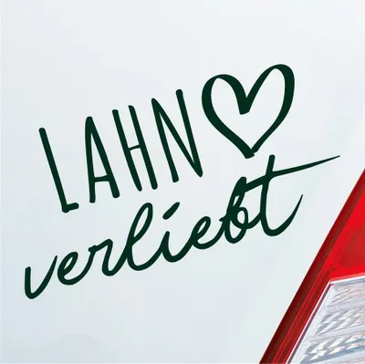 Produktbild von Auto Aufkleber Lahn verliebt Herz Fluss River Wasser Water Liebe Car 19x10 cm Dunkelgrün Sticker Heckscheibenaufkleber
