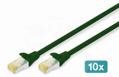 Produktbild von Digitus CAT 6A S/FTP Patchkabel, 10 Stück, 1 m, Cat6a, S/FTP (S-STP), RJ-45, RJ-45, Grün