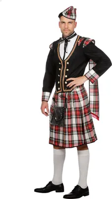 Produktbild von W5131-54 weiß-rot-schwarz-kariert Herren Schotten Kostüm Schotte Highlander Gr.54