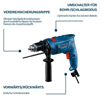 Produktbild von Bosch GSB 600 Professional, 1,3 cm, 48000 RPM, 2,5 cm, 1 cm, 1,3 cm, 1,5 mm
