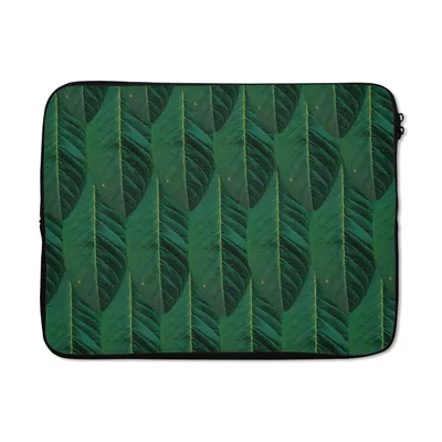 Produktbild von MuchoWow® Laptop Hülle 17 Zoll Laptoptasche Muster - Blätter - Grün - Zipper - Schutzabdeckung