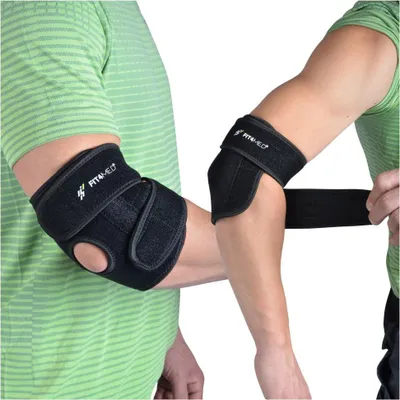 Immagine prodotto di FIT4MED | Gomitiera in neoprene - Nero - 42 X 16 cm - Bendaggio a compressione - Unisex