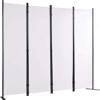 Produktbild von Raumteiler – 4-Panel Faltbarer Paravent – Weiß – 224x171cm – Für Wohnzimmer, Schlafzimmer oder Büro