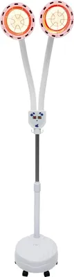 Produktbild von Infrarot Wärmelampe - 2-Kopf Standlampe - 360° verstellbares Stativ - Fernbedienung - 0–115 °C Thermostat - 275 W Schmerzlinderung & Beauty - Weiß