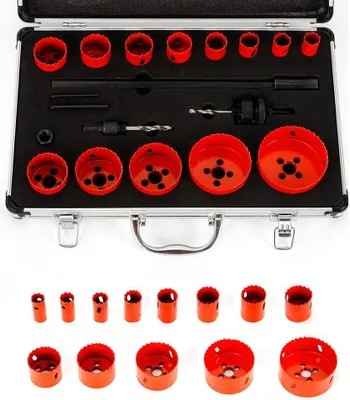 Produktbild von 17Stk. HSS Lochsäge Set Bi Metall Dosenbohrer 19-76mm Bohrkronen Satz Lochkreissäge Lochbohrer mit Koffer Drill Werkzeug Satz