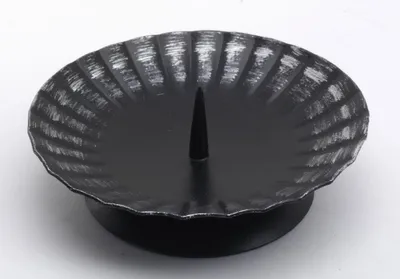 Produktbild von Kerzenleuchter Schwarz gelackt aus Eisen mit Dorn Ø 12 cm, Ideal für Taufkerzen, Kommunionkerzen