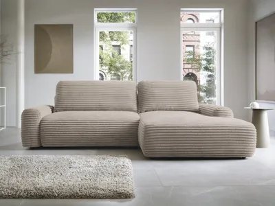 Produktbild von Ecksofa mit Schlaffunktion und Bettkasten, Cord Sofa - Modernes Schlafsofa