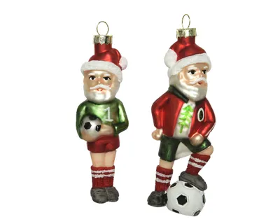 Produktbild von Christbaumschmuck Glas Weihnachtsmann 13,5cm Fußball, 1 Stück sort.