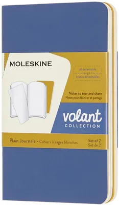 Image de Moleskine Volant, Lot de 2, Couverture souple, XS (6.5x10), Vierge, Bleu myosotis, Jaune ambre