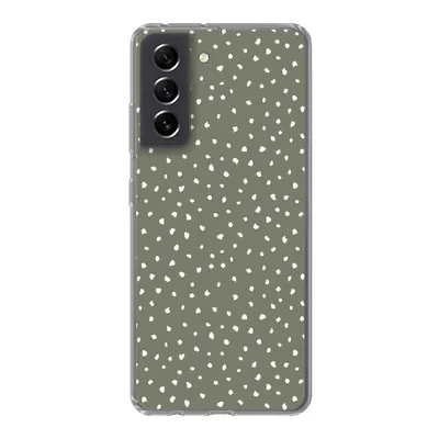 Produktbild von MuchoWow® Handyhülle Schutzhülle Hülle für Samsung Galaxy S21 FE Polka dots - Grün - Weiß Silikon Softcase Handy Hülle - Mobiltelefonhülle