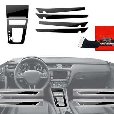 Produktbild von 6in1 Schutzfolien Grizz Protector für Mittelkonsole & Armaturenbrett - Skoda Octavia 3 DSG (2017-2020) Schwarz Glanz