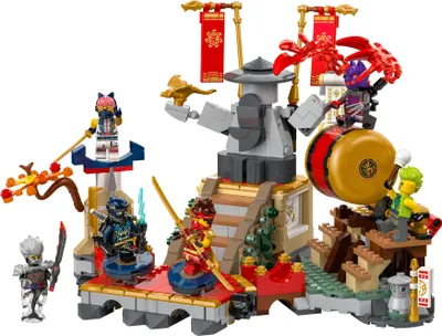 Produktbild von LEGO NINJAGO Turnier-Arena Abenteuer-Spielzeug für Kinder, Ninja-Spielset mit 6 Minifiguren, sammelbares Bauset, Geburtstagsgeschenk für Jungen und Mädchen ab 7 Jahren 71818