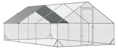 Immagine prodotto di Recinto per polli - Gabbia per polli - Area di pascolo per galline - Piccola voliera - Recinto esterno - Struttura in acciaio zincato