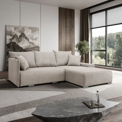 Zdjęcie produktu dla Narożnik, Sofa w kształcie litery L, Kanapa w kształcie litery L Livorno L tkanina Poso Beżowy Prawy